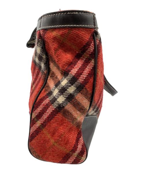 BURBERRY BLUE LABEL（バーバリー ブルー レーベル）BURBERRY BLUE LABEL (バーバリー ブルー レーベル) ウールトートバッグ レッドの古着・服飾アイテム