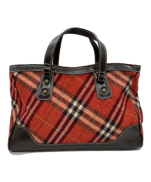 BURBERRY BLUE LABEL（バーバリー ブルー レーベル）BURBERRY BLUE LABEL (バーバリー ブルー レーベル) ウールトートバッグ レッドの古着・服飾アイテム