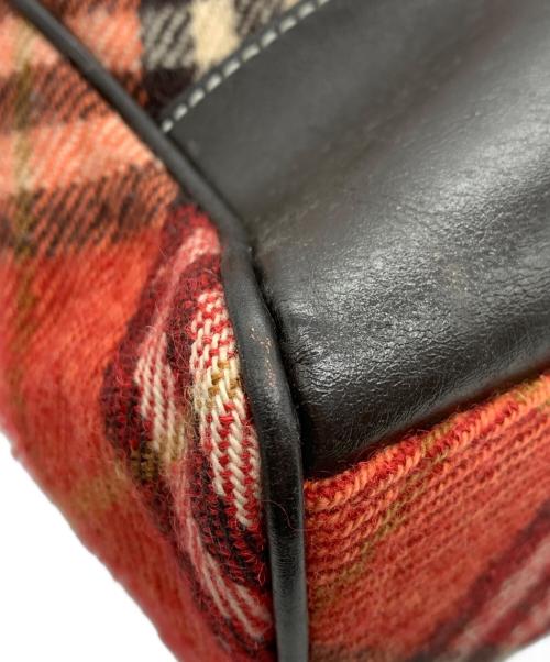 BURBERRY BLUE LABEL（バーバリー ブルー レーベル）BURBERRY BLUE LABEL (バーバリー ブルー レーベル) ウールトートバッグ レッドの古着・服飾アイテム