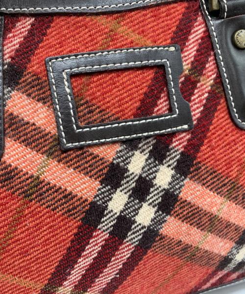 BURBERRY BLUE LABEL（バーバリー ブルー レーベル）BURBERRY BLUE LABEL (バーバリー ブルー レーベル) ウールトートバッグ レッドの古着・服飾アイテム