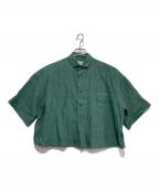 ticcaティッカ）の古着「別注リネン半袖エンブロイダイリーシャツ」｜グリーン