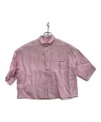 ticcaティッカ）の古着「別注リネン半袖エンブロイダイリーシャツ」｜ピンク