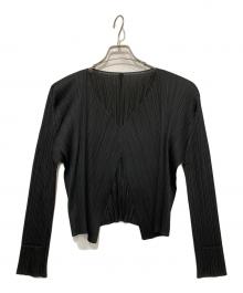 PLEATS PLEASE（プリーツプリーズ）の古着「薄手カーディガン」｜ブラック