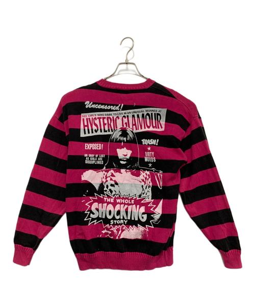 Hysteric Glamour（ヒステリックグラマー）Hysteric Glamour (ヒステリックグラマー) 薄手ニット ショッキングピンク×ブラック サイズ:FREEの古着・服飾アイテム