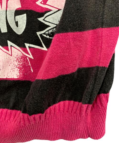 Hysteric Glamour（ヒステリックグラマー）Hysteric Glamour (ヒステリックグラマー) 薄手ニット ショッキングピンク×ブラック サイズ:FREEの古着・服飾アイテム
