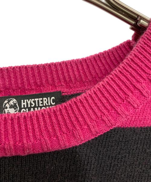 Hysteric Glamour（ヒステリックグラマー）Hysteric Glamour (ヒステリックグラマー) 薄手ニット ショッキングピンク×ブラック サイズ:FREEの古着・服飾アイテム