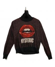 Hysteric Glamour（ヒステリックグラマー）の古着「タートルネックニット」｜ブラック×レッド
