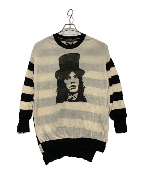 Hysteric Glamour（ヒステリックグラマー）Hysteric Glamour (ヒステリックグラマー) 長袖カットソー ベージュ×ブラック サイズ:FREE 未使用品の古着・服飾アイテム