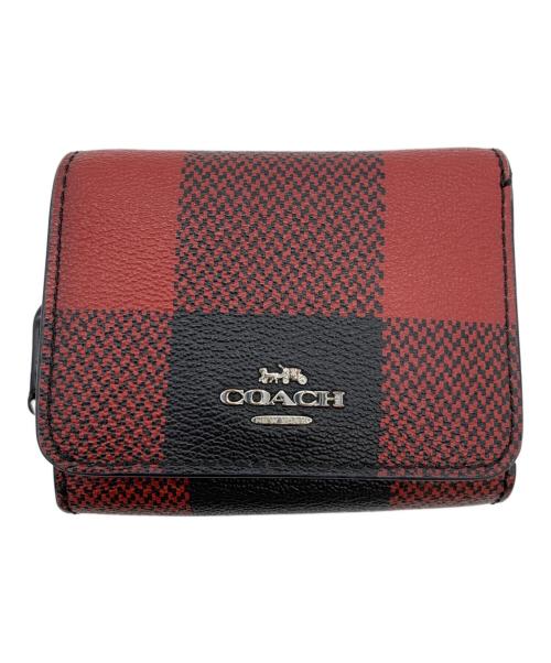 COACH（コーチ）COACH (コーチ) 3つ折り財布 ブラック×レッドの古着・服飾アイテム