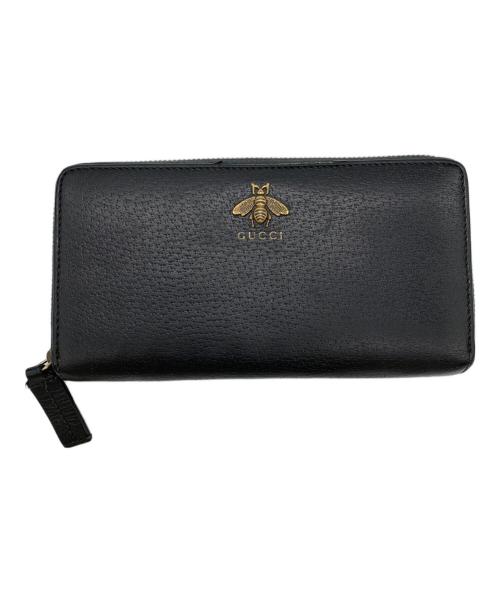 GUCCI（グッチ）GUCCI (グッチ) ラウンドファスナー財布 ブラックの古着・服飾アイテム