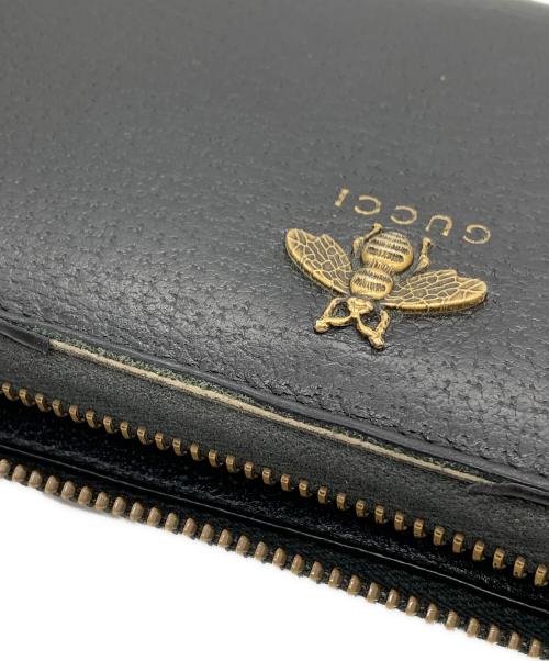 GUCCI（グッチ）GUCCI (グッチ) ラウンドファスナー財布 ブラックの古着・服飾アイテム