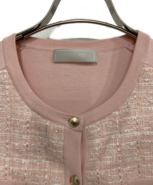 CELFORD（セルフォード）CELFORD (セルフォード) 薄手カーディガン ピンク サイズ:Mの古着・服飾アイテム