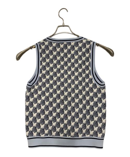 TORY BURCH（トリーバーチ）TORY BURCH (トリーバーチ) ニットベスト ホワイト×スカイブルー サイズ:Mの古着・服飾アイテム