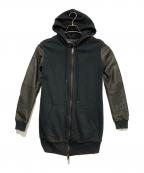 DIESELディーゼル）の古着「ラムレザースリーブジップパーカー」｜ブラック