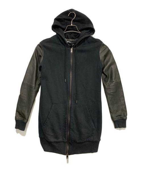 DIESEL（ディーゼル）DIESEL (ディーゼル) ラムレザースリーブジップパーカー ブラック サイズ:Sの古着・服飾アイテム
