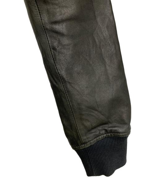 DIESEL（ディーゼル）DIESEL (ディーゼル) ラムレザースリーブジップパーカー ブラック サイズ:Sの古着・服飾アイテム