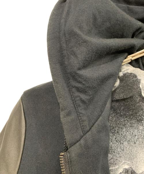 DIESEL（ディーゼル）DIESEL (ディーゼル) ラムレザースリーブジップパーカー ブラック サイズ:Sの古着・服飾アイテム