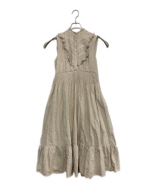 HER LIP TO（ハーリップトゥ）Her lip to (ハーリップトゥ) ノースリーブ・キャミソールワンピース ベージュ サイズ:Mの古着・服飾アイテム