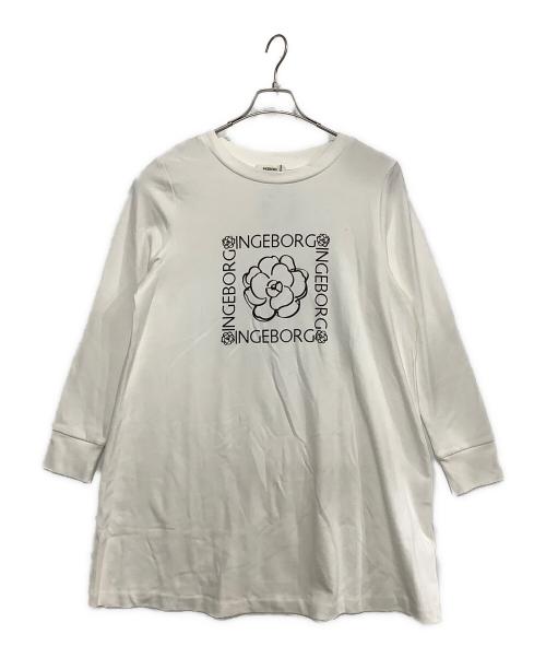 INGEBORG（インゲボルグ）INGEBORG (インゲボルグ) 長袖ワンピース ホワイト サイズ:4　11号の古着・服飾アイテム