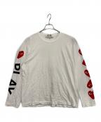 PLAY COMME des GARCONSプレイコムデギャルソン）の古着「長袖カットソー」｜ホワイト×レッド