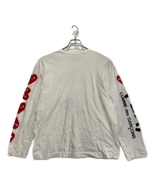 PLAY COMME des GARCONS（プレイコムデギャルソン）PLAY COMME des GARCONS (プレイコムデギャルソン) 長袖カットソー ホワイト×レッド サイズ:XLの古着・服飾アイテム