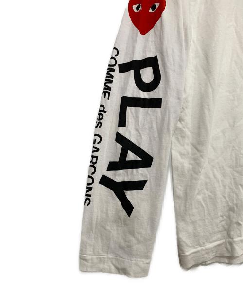 PLAY COMME des GARCONS（プレイコムデギャルソン）PLAY COMME des GARCONS (プレイコムデギャルソン) 長袖カットソー ホワイト×レッド サイズ:XLの古着・服飾アイテム