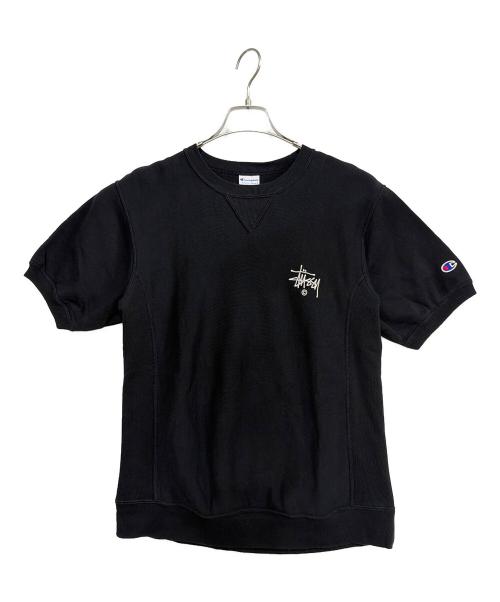 Champion（チャンピオン）Champion (チャンピオン) stussy (ステューシー) 半袖カットソー ブラック サイズ:Sの古着・服飾アイテム