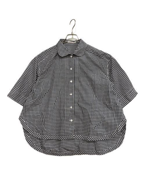 M'S HANNAH（ミズ・ハンナ）M'S HANNAH (ミズ・ハンナ) 半袖シャツ ホワイト×ネイビー サイズ:38~40号の古着・服飾アイテム