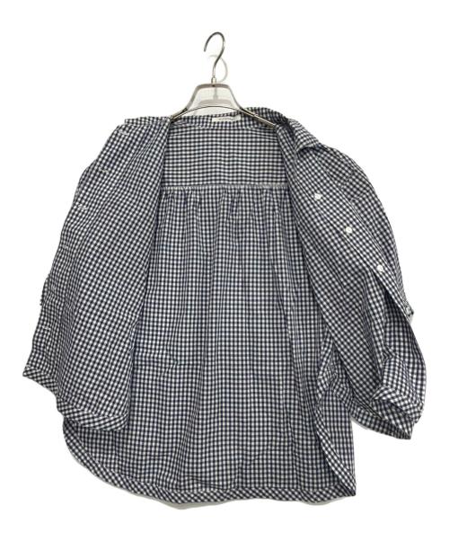 M'S HANNAH（ミズ・ハンナ）M'S HANNAH (ミズ・ハンナ) 半袖シャツ ホワイト×ネイビー サイズ:38~40号の古着・服飾アイテム
