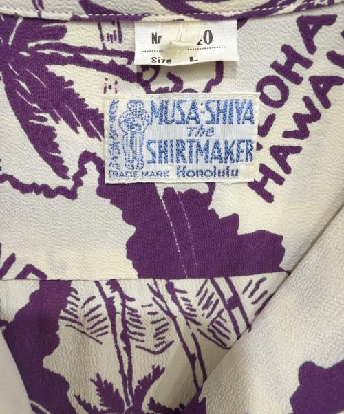 musa-shiya（ムサシヤ）MUSA-SHIYA (ムサシヤ) 半袖シャツ ベージュ×パープル サイズ:Lの古着・服飾アイテム