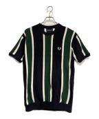FRED PERRYフレッドペリー）の古着「薄手ニット」｜ネイビー×グリーン