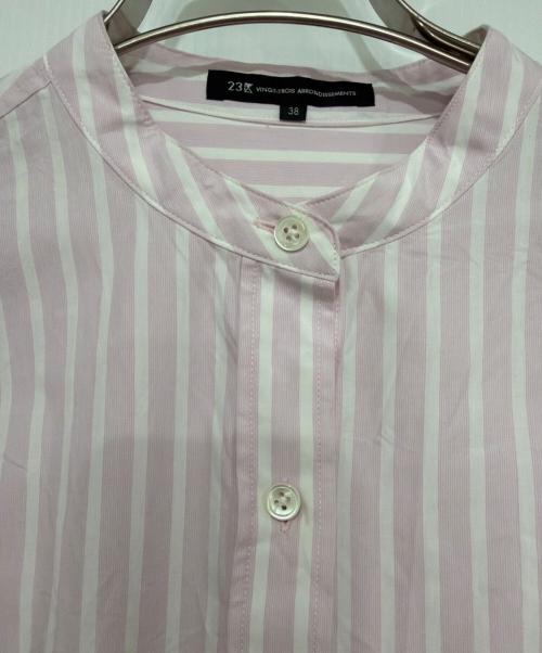 23区（ニジュウサンク）23区 (ニジュウサンク) 長袖シャツ ホワイト×ピンク サイズ:38の古着・服飾アイテム
