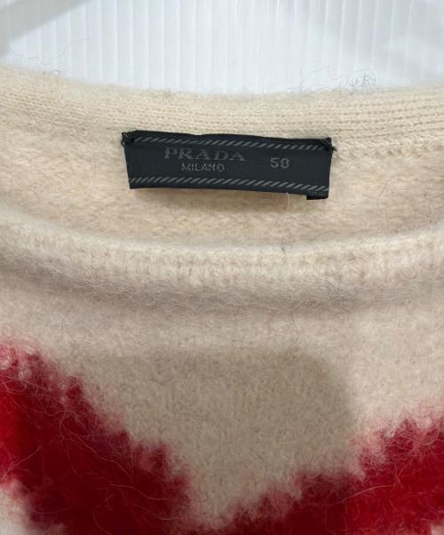 PRADA（プラダ）PRADA (プラダ) 厚手ニット ブラック×レッド×ベージュ サイズ:50の古着・服飾アイテム