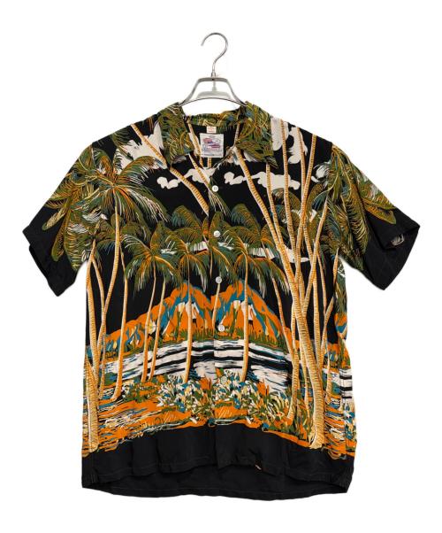 HAWAIIAN（ハワイアン）HAWAIIAN (ハワイアン) アロハシャツ ブラック×グリーン サイズ:Lの古着・服飾アイテム