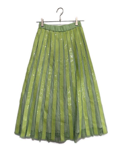 Diagram（ダイアグラム）Diagram (ダイアグラム) レーススパンコールスカート グリーン サイズ:36の古着・服飾アイテム