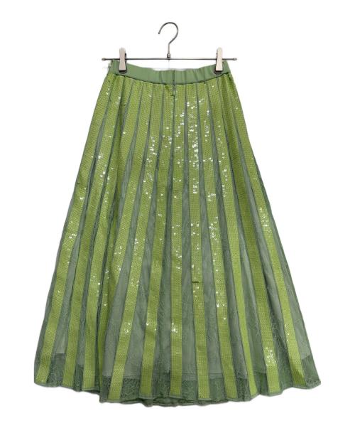 Diagram（ダイアグラム）Diagram (ダイアグラム) レーススパンコールスカート グリーン サイズ:36の古着・服飾アイテム
