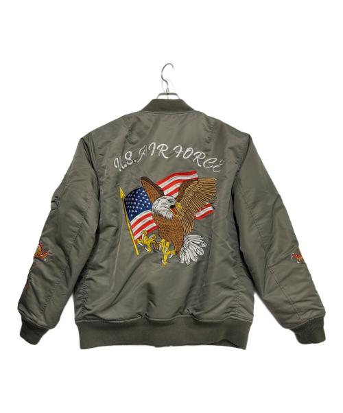 HOUSTON（ヒューストン）HOUSTON (ヒューストン) MA-1ジャケット オリーブ サイズ:XLの古着・服飾アイテム