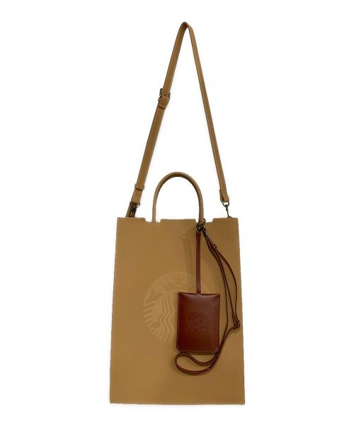 STARBUCKS COFFEE（スターバックス コーヒー）STARBUCKS COFFEE (スターバックス コーヒー) 2WAYレザートートバッグ キャメルの古着・服飾アイテム