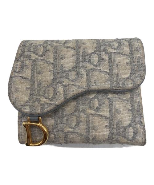 Christian Dior（クリスチャン ディオール）Christian Dior (クリスチャン ディオール) Saddle Lotus ウォレット グレーの古着・服飾アイテム