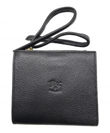 IL BISONTE（イル ビゾンテ）の古着「レザーストラップ付き2つ折り財布」｜ブラック