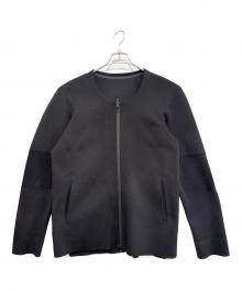 DESCENTE（デサント）の古着「フュージョンニットノーカラーカーディガン」｜ブラック