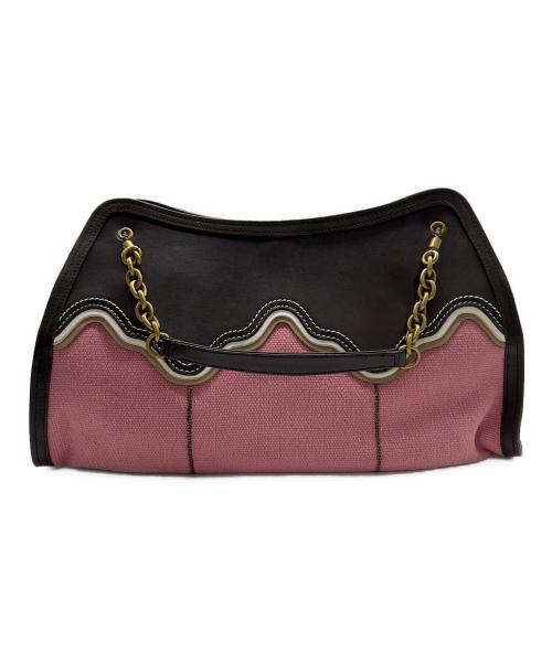 BOTTEGA VENETA（ボッテガベネタ）BOTTEGA VENETA (ボッテガベネタ) チェーンハンドバッグ ピンク×ブラウンの古着・服飾アイテム
