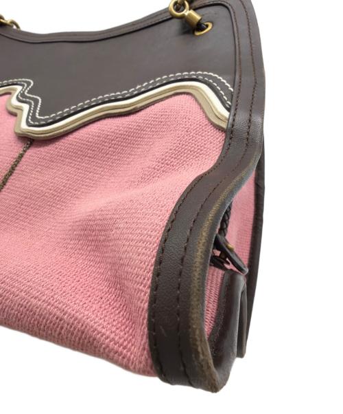 BOTTEGA VENETA（ボッテガベネタ）BOTTEGA VENETA (ボッテガベネタ) チェーンハンドバッグ ピンク×ブラウンの古着・服飾アイテム