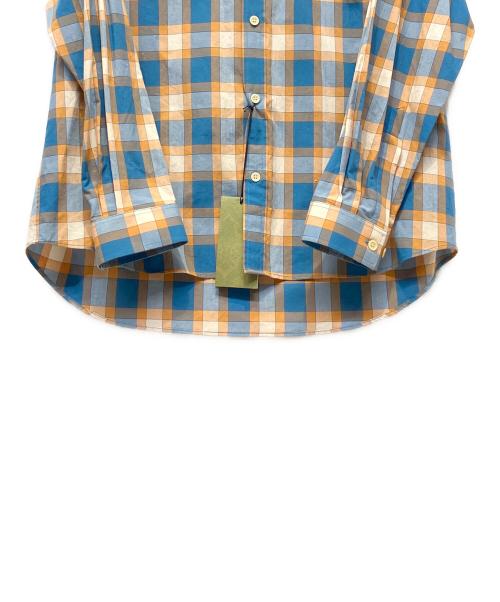 GUCCI（グッチ）GUCCI (グッチ) Freyja Hartas Animal Embroidery Check Shirt シャツ ブルー×オレンジ SIZE 50 ブルー×オレンジ サイズ:50 未使用品の古着・服飾アイテム