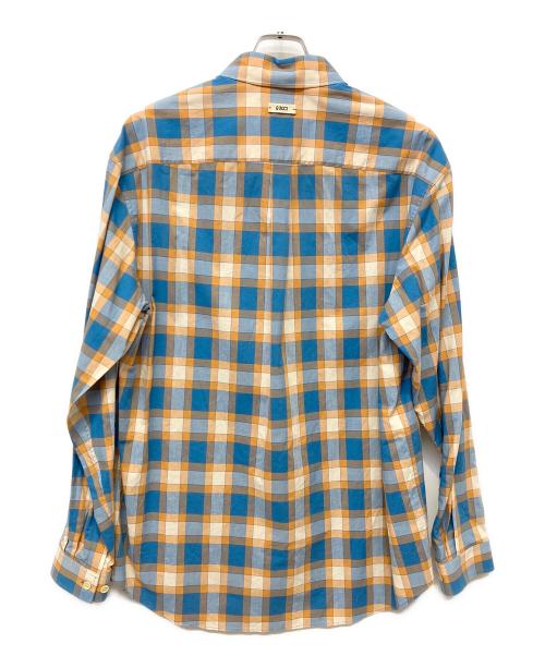GUCCI（グッチ）GUCCI (グッチ) Freyja Hartas Animal Embroidery Check Shirt シャツ ブルー×オレンジ SIZE 50 ブルー×オレンジ サイズ:50 未使用品の古着・服飾アイテム