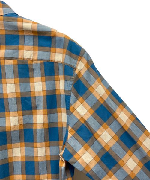 GUCCI（グッチ）GUCCI (グッチ) Freyja Hartas Animal Embroidery Check Shirt シャツ ブルー×オレンジ SIZE 50 ブルー×オレンジ サイズ:50 未使用品の古着・服飾アイテム