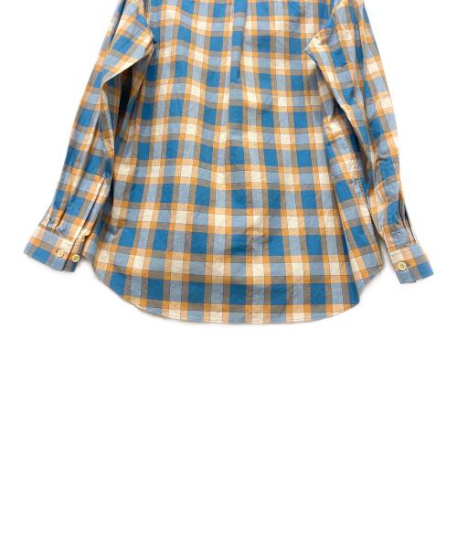 GUCCI（グッチ）GUCCI (グッチ) Freyja Hartas Animal Embroidery Check Shirt シャツ ブルー×オレンジ SIZE 50 ブルー×オレンジ サイズ:50 未使用品の古着・服飾アイテム