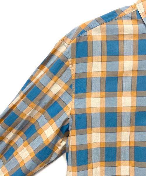 GUCCI（グッチ）GUCCI (グッチ) Freyja Hartas Animal Embroidery Check Shirt シャツ ブルー×オレンジ SIZE 50 ブルー×オレンジ サイズ:50 未使用品の古着・服飾アイテム