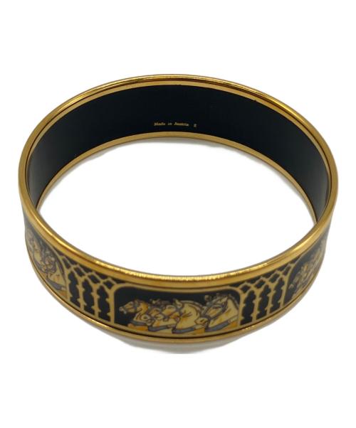 HERMES（エルメス）HERMES (エルメス) バングル ブラック×ゴールド色の古着・服飾アイテム