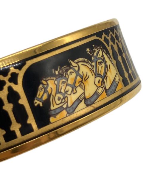 HERMES（エルメス）HERMES (エルメス) バングル ブラック×ゴールド色の古着・服飾アイテム